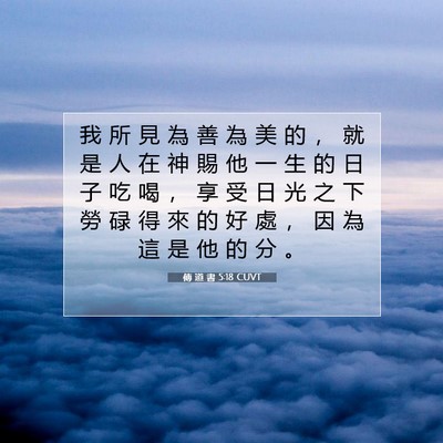 Picture 07 - 傳 道 書 5:18 CUVT - 我 所 見 為 善 為 美 的 ， 就 是 人 - Bible Verse Picture