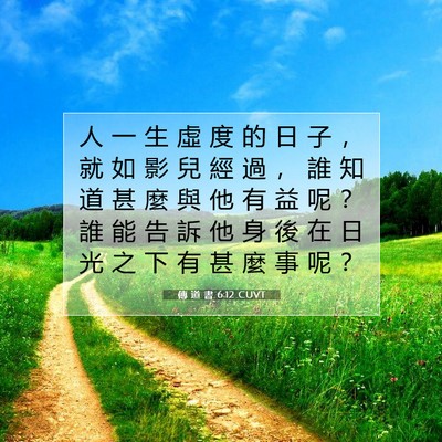 Picture 07 - 傳 道 書 6:12 CUVT - 人 一 生 虛 度 的 日 子 ， 就 如 影 - Bible Verse Picture