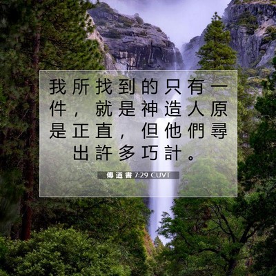 Picture 07 - 傳 道 書 7:29 CUVT - 我 所 找 到 的 只 有 一 件 ， 就 是 - Bible Verse Picture