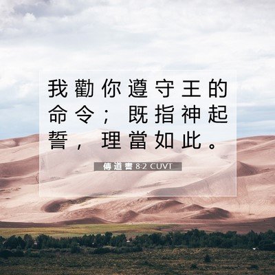 Picture 07 - 傳 道 書 8:2 CUVT - 我 勸 你 遵 守 王 的 命 令 ； 既 指 - Bible Verse Picture