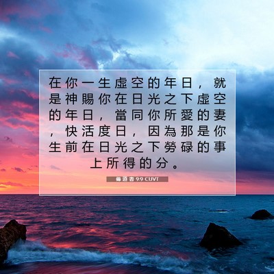 Picture 07 - 傳 道 書 9:9 CUVT - 在 你 一 生 虛 空 的 年 日 ， 就 是 - Bible Verse Picture