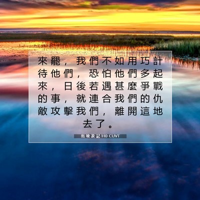 Picture 07 - 出 埃 及 記 1:10 CUVT - 來 罷 ， 我 們 不 如 用 巧 計 待 他 - Bible Verse Picture