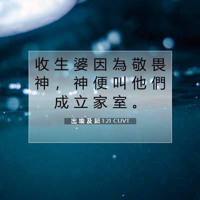 Picture 07 - 出 埃 及 記 1:21 CUVT - 收 生 婆 因 為 敬 畏 神 ， 神 便 叫 - Bible Verse Picture