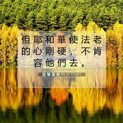 Picture 07 - 出 埃 及 記 10:27 CUVT - 但 耶 和 華 使 法 老 的 心 剛 硬 ， - Bible Verse Picture