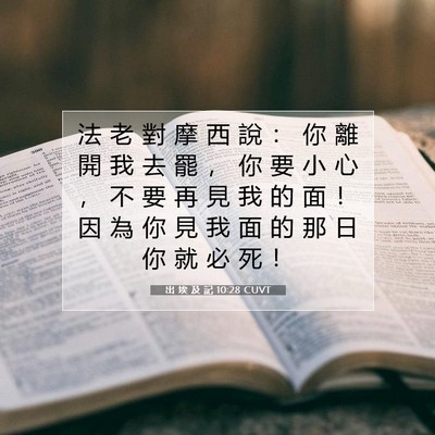 Picture 07 - 出 埃 及 記 10:28 CUVT - 法 老 對 摩 西 說 ： 你 離 開 我 去 - Bible Verse Picture