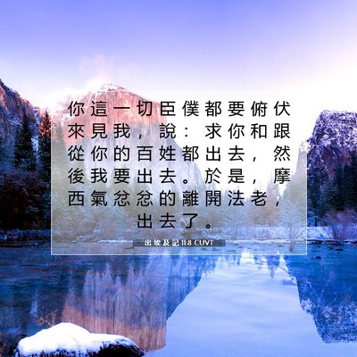 Picture 07 - 出 埃 及 記 11:8 CUVT - 你 這 一 切 臣 僕 都 要 俯 伏 來 見 - Bible Verse Picture