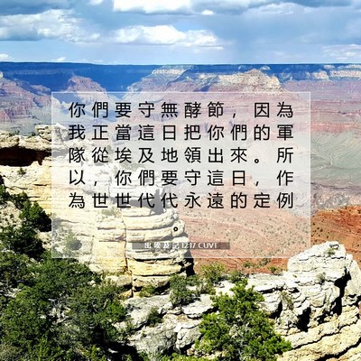 Picture 07 - 出 埃 及 記 12:17 CUVT - 你 們 要 守 無 酵 節 ， 因 為 我 正 - Bible Verse Picture