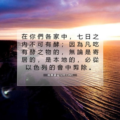 Picture 07 - 出 埃 及 記 12:19 CUVT - 在 你 們 各 家 中 ， 七 日 之 內 不 - Bible Verse Picture