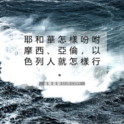 Picture 07 - 出 埃 及 記 12:28 CUVT - 耶 和 華 怎 樣 吩 咐 摩 西 、 亞 倫 - Bible Verse Picture