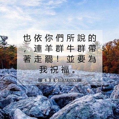 Picture 07 - 出 埃 及 記 12:32 CUVT - 也 依 你 們 所 說 的 ， 連 羊 群 牛 - Bible Verse Picture