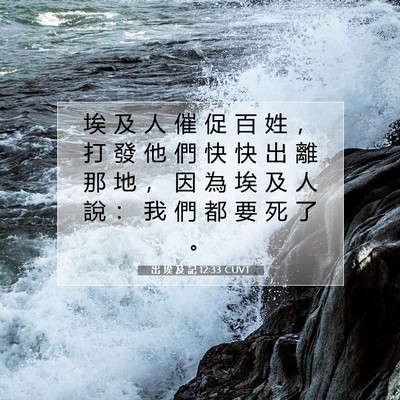 Picture 07 - 出 埃 及 記 12:33 CUVT - 埃 及 人 催 促 百 姓 ， 打 發 他 們 - Bible Verse Picture