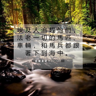 Picture 07 - 出 埃 及 記 14:23 CUVT - 埃 及 人 追 趕 他 們 ， 法 老 一 切 - Bible Verse Picture