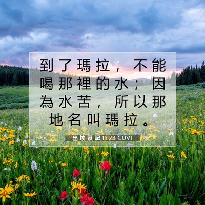 Picture 07 - 出 埃 及 記 15:23 CUVT - 到 了 瑪 拉 ， 不 能 喝 那 裡 的 水 - Bible Verse Picture