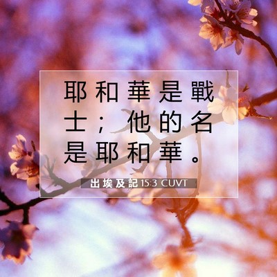 Picture 07 - 出 埃 及 記 15:3 CUVT - 耶 和 華 是 戰 士 ； 他 的 名 是 耶 - Bible Verse Picture