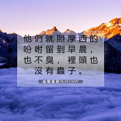 Picture 07 - 出 埃 及 記 16:24 CUVT - 他 們 就 照 摩 西 的 吩 咐 留 到 早 - Bible Verse Picture