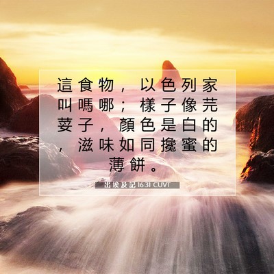 Picture 07 - 出 埃 及 記 16:31 CUVT - 這 食 物 ， 以 色 列 家 叫 嗎 哪 ； - Bible Verse Picture