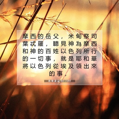 Picture 07 - 出 埃 及 記 18:1 CUVT - 摩 西 的 岳 父 ， 米 甸 祭 司 葉 忒 - Bible Verse Picture