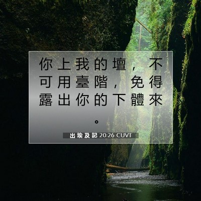 Picture 07 - 出 埃 及 記 20:26 CUVT - 你 上 我 的 壇 ， 不 可 用 臺 階 ， - Bible Verse Picture