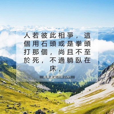 Picture 07 - 出 埃 及 記 21:18 CUVT - 人 若 彼 此 相 爭 ， 這 個 用 石 頭 - Bible Verse Picture