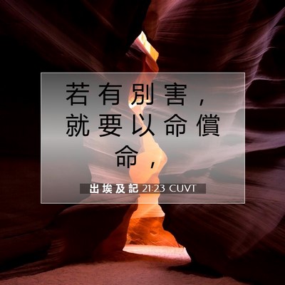 Picture 07 - 出 埃 及 記 21:23 CUVT - 若 有 別 害 ， 就 要 以 命 償 命 - Bible Verse Picture