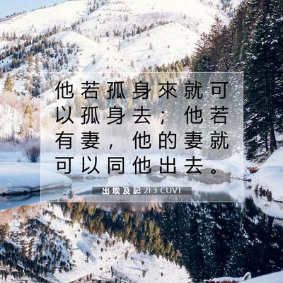 Picture 07 - 出 埃 及 記 21:3 CUVT - 他 若 孤 身 來 就 可 以 孤 身 去 ； - Bible Verse Picture