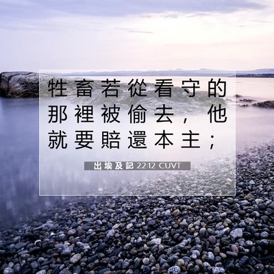 Picture 07 - 出 埃 及 記 22:12 CUVT - 牲 畜 若 從 看 守 的 那 裡 被 偷 去 - Bible Verse Picture