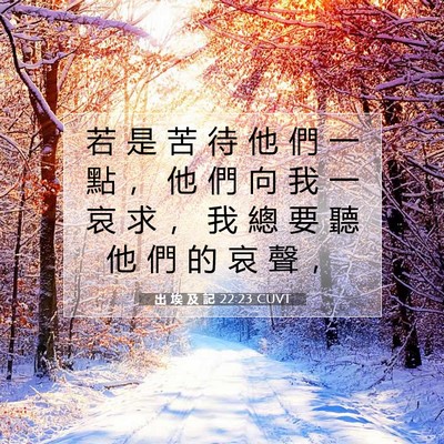 Picture 07 - 出 埃 及 記 22:23 CUVT - 若 是 苦 待 他 們 一 點 ， 他 們 向 - Bible Verse Picture