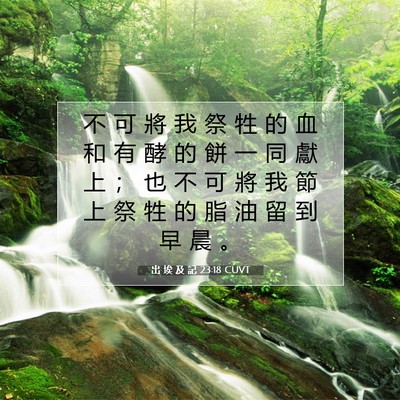 Picture 07 - 出 埃 及 記 23:18 CUVT - 不 可 將 我 祭 牲 的 血 和 有 酵 的 - Bible Verse Picture