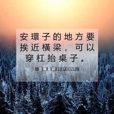 Picture 07 - 出 埃 及 記 25:27 CUVT - 安 環 子 的 地 方 要 挨 近 橫 梁 ， - Bible Verse Picture