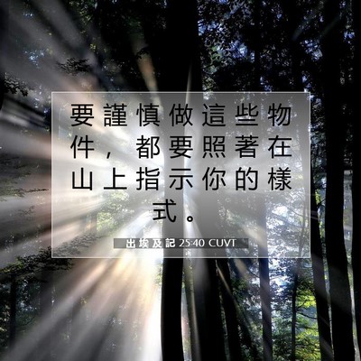 Picture 07 - 出 埃 及 記 25:40 CUVT - 要 謹 慎 做 這 些 物 件 ， 都 要 照 - Bible Verse Picture