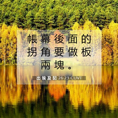 Picture 07 - 出 埃 及 記 26:23 CUVT - 帳 幕 後 面 的 拐 角 要 做 板 兩 塊 - Bible Verse Picture