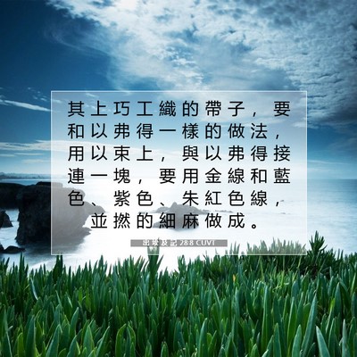 Picture 07 - 出 埃 及 記 28:8 CUVT - 其 上 巧 工 織 的 帶 子 ， 要 和 以 - Bible Verse Picture