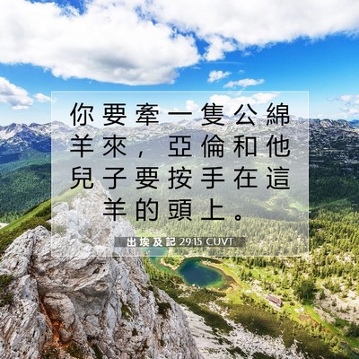 Picture 07 - 出 埃 及 記 29:15 CUVT - 你 要 牽 一 隻 公 綿 羊 來 ， 亞 倫 - Bible Verse Picture