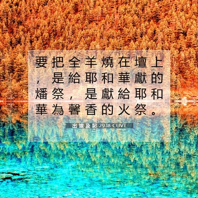 Picture 07 - 出 埃 及 記 29:18 CUVT - 要 把 全 羊 燒 在 壇 上 ， 是 給 耶 - Bible Verse Picture