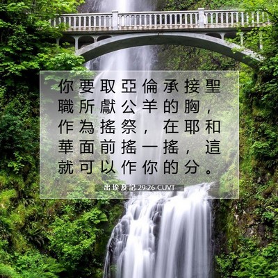 Picture 07 - 出 埃 及 記 29:26 CUVT - 你 要 取 亞 倫 承 接 聖 職 所 獻 公 - Bible Verse Picture