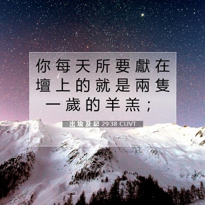 Picture 07 - 出 埃 及 記 29:38 CUVT - 你 每 天 所 要 獻 在 壇 上 的 就 是 - Bible Verse Picture