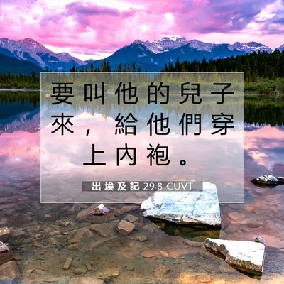 Picture 07 - 出 埃 及 記 29:8 CUVT - 要 叫 他 的 兒 子 來 ， 給 他 們 穿 - Bible Verse Picture