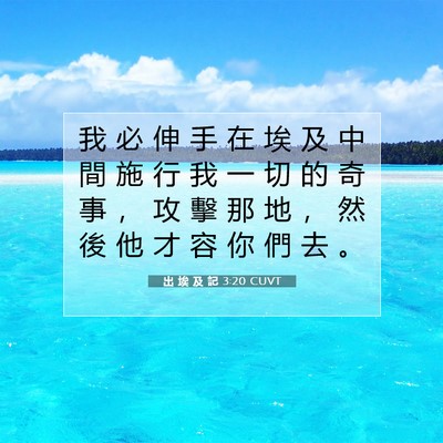 Picture 07 - 出 埃 及 記 3:20 CUVT - 我 必 伸 手 在 埃 及 中 間 施 行 我 - Bible Verse Picture