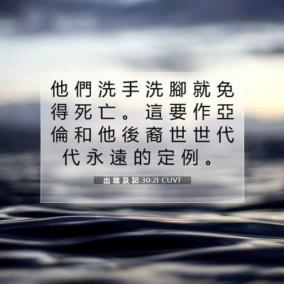 Picture 07 - 出 埃 及 記 30:21 CUVT - 他 們 洗 手 洗 腳 就 免 得 死 亡 。 - Bible Verse Picture