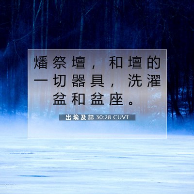 Picture 07 - 出 埃 及 記 30:28 CUVT - 燔 祭 壇 ， 和 壇 的 一 切 器 具 ， - Bible Verse Picture