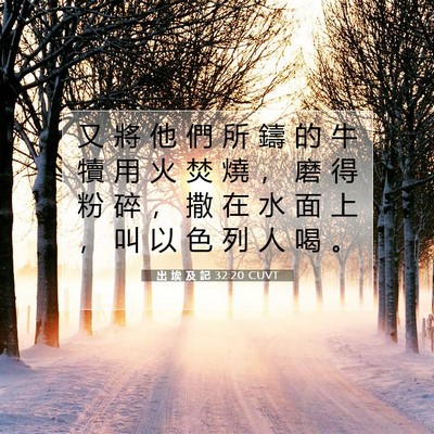 Picture 07 - 出 埃 及 記 32:20 CUVT - 又 將 他 們 所 鑄 的 牛 犢 用 火 焚 - Bible Verse Picture