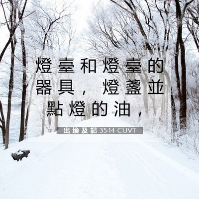Picture 07 - 出 埃 及 記 35:14 CUVT - 燈 臺 和 燈 臺 的 器 具 ， 燈 盞 並 - Bible Verse Picture