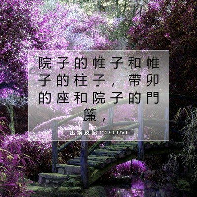 Picture 07 - 出 埃 及 記 35:17 CUVT - 院 子 的 帷 子 和 帷 子 的 柱 子 ， - Bible Verse Picture