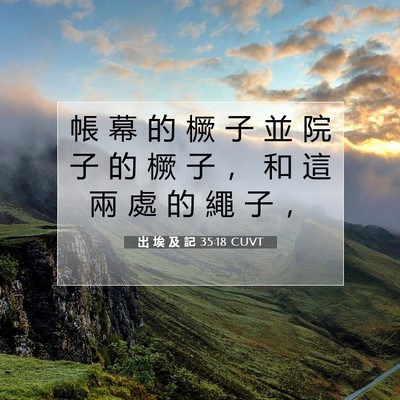 Picture 07 - 出 埃 及 記 35:18 CUVT - 帳 幕 的 橛 子 並 院 子 的 橛 子 ， - Bible Verse Picture