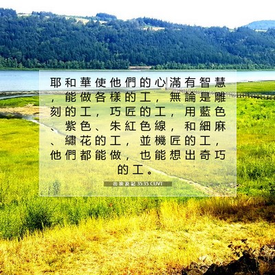 Picture 07 - 出 埃 及 記 35:35 CUVT - 耶 和 華 使 他 們 的 心 滿 有 智 慧 - Bible Verse Picture
