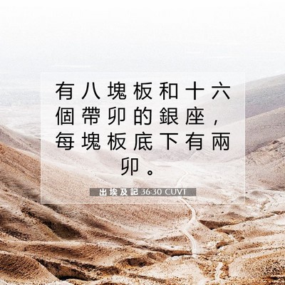 Picture 07 - 出 埃 及 記 36:30 CUVT - 有 八 塊 板 和 十 六 個 帶 卯 的 銀 - Bible Verse Picture