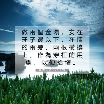 Picture 07 - 出 埃 及 記 37:27 CUVT - 做 兩 個 金 環 ， 安 在 牙 子 邊 以 - Bible Verse Picture