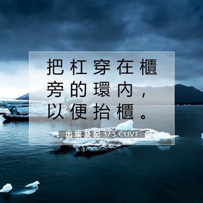 Picture 07 - 出 埃 及 記 37:5 CUVT - 把 杠 穿 在 櫃 旁 的 環 內 ， 以 便 - Bible Verse Picture