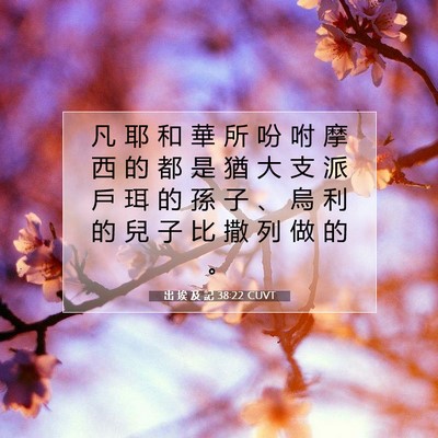 Picture 07 - 出 埃 及 記 38:22 CUVT - 凡 耶 和 華 所 吩 咐 摩 西 的 都 是 - Bible Verse Picture