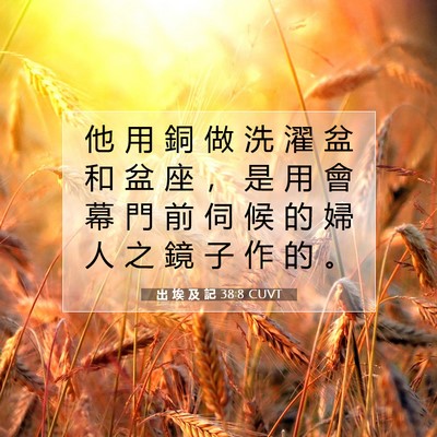 Picture 07 - 出 埃 及 記 38:8 CUVT - 他 用 銅 做 洗 濯 盆 和 盆 座 ， 是 - Bible Verse Picture